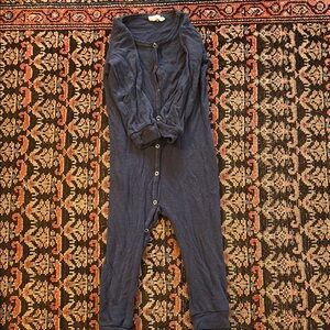 Kids Navy Button-Front Jumpsuit